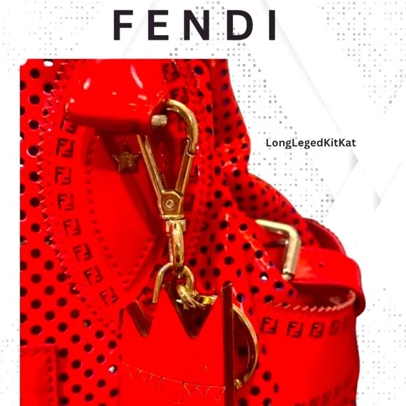 ‼️SOLD‼️Fendi Du Jour Red Perforated Leather Tote Bag and Wallet Bundle - Picture 4 of 8